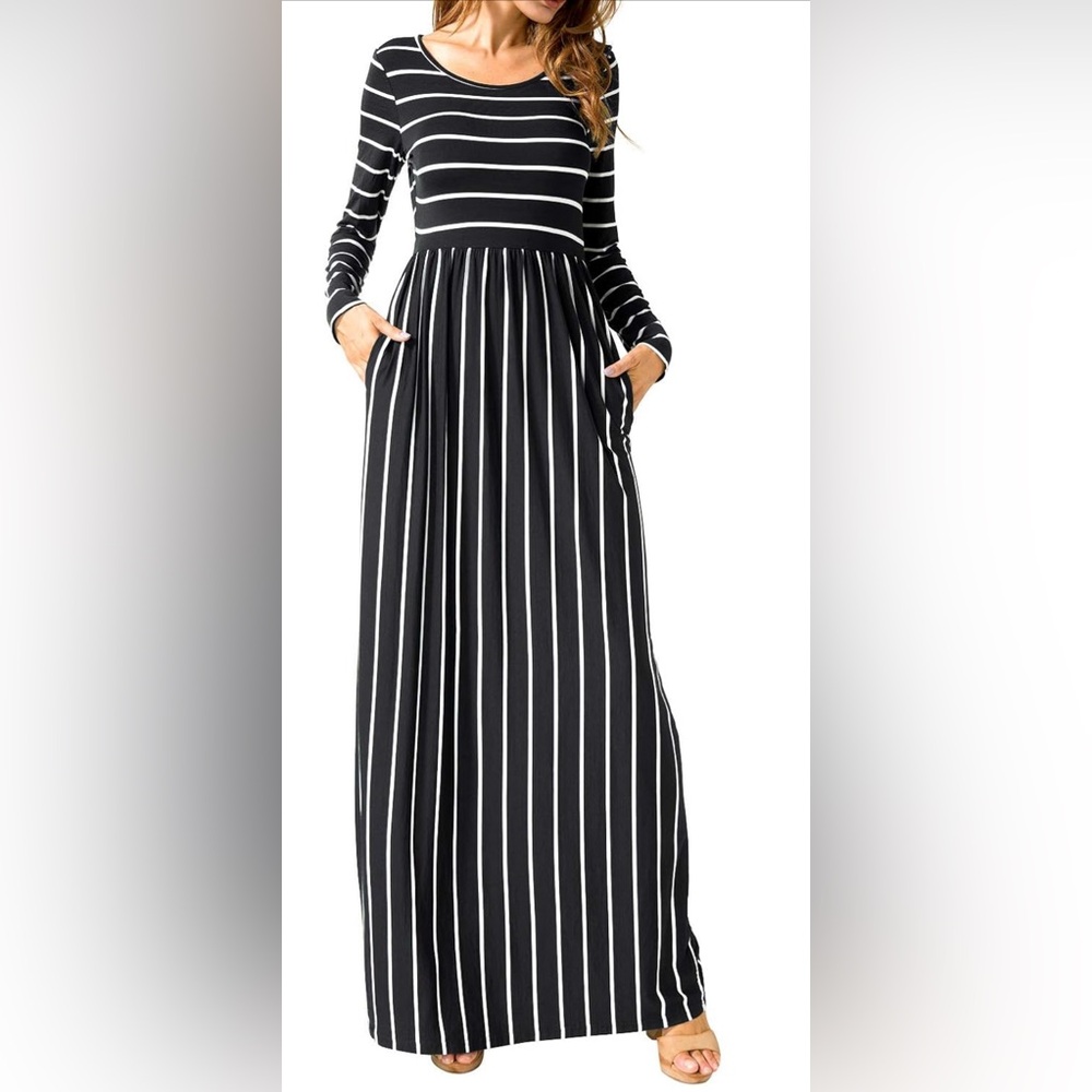 Long sleeve striped maxi dress NWOT